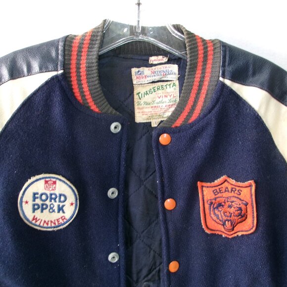 Rare Vintage Chicago Bears Youth NFL‎ Jacket PP&K Winner Brill Bros Timberetta